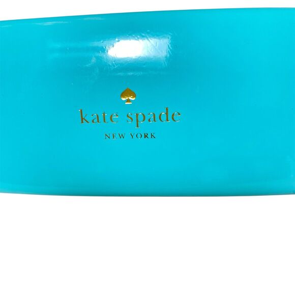 Kate Spade New York Hard Shell Eye Glass Case Logo Blue/Green Cleaning Cloth Red - Picture 2 of 5